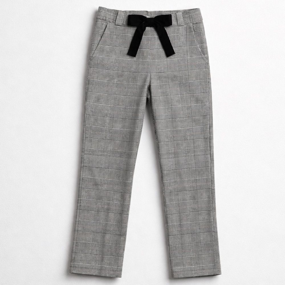 Hope & Henry black plaid dress pants with velvet pow size 7